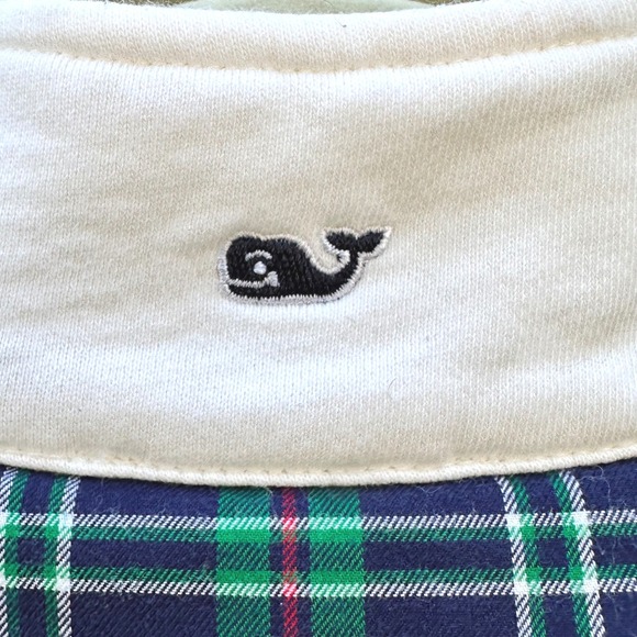 Vineyard Vines Women's 1/4 Zip Pullover Sz Small Cream Plaid Shoulder Preppy - Picture 3 of 6